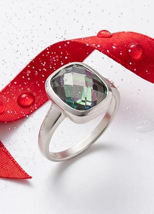Срібна каблучка lover з великим містичним топазом квадратної подушкоподібної форми (1456477)