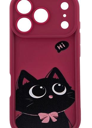 Чехол shock case print для apple iphone 18 pro бампер силиконовый цвет бордовый с рисунком кота