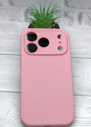 Чохол silicone case box для apple iphone 18 pro бампер soft touch з мікрофіброю світло-рожевий (без лого)