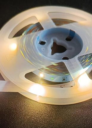 Лента светодиодная usb 5 м для подсветки теплая белая шаг 35мм