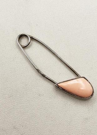 Брошка серебряная с коралом 1,7 г