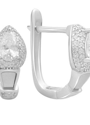 Серебряные серьги lover с фианитами грушевидной формы (2187097)