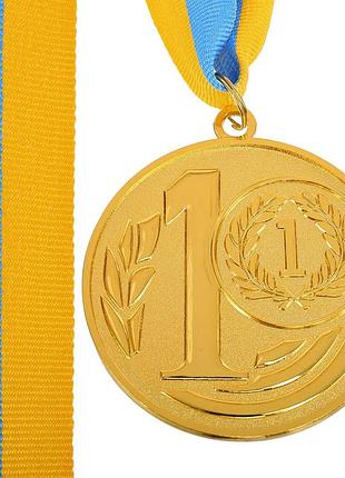 Медаль спортивная с лентой sport tradewreath c-1489-7 ø7см золото, серебро, бронза