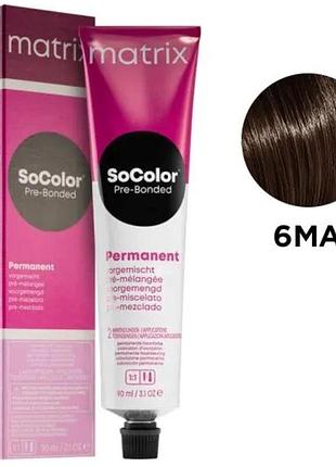 Стойкая крем-краска для волос matrix socolor pre-bonded permanent 6ma темный блонд мокка пепельный 90 мл