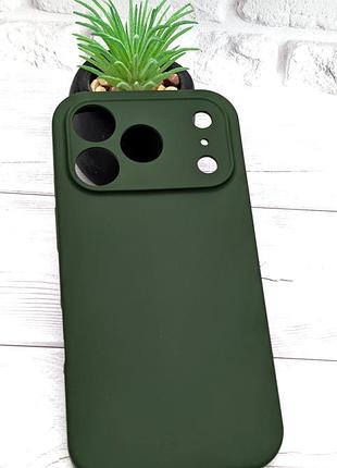 Чохол silicone case box для apple iphone 18 pro бампер soft touch з мікрофіброю зелений (без лого)