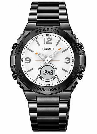 Мужские часы skmei 2310bkwt black-white со стрелково-электронным циферблатом и подсветкой