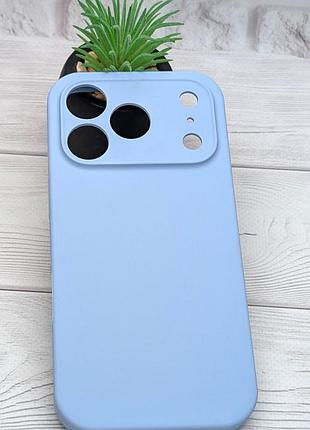 Чохол silicone case box для apple iphone 18 pro бампер soft touch з мікрофіброю блакитний (без лого)