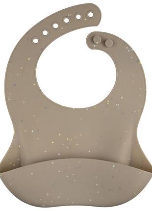 Canpol babies слинявчик силіконовий з кишенькою dots - бежевий