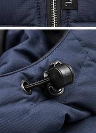 Чоловіча куртка black vinyl єврозима темно-синя ripstop укорочена на біопусі зі знімним капюшоном 5