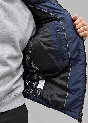 Чоловіча куртка black vinyl єврозима темно-синя ripstop укорочена на біопусі зі знімним капюшоном 9