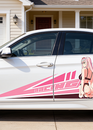 Наклейка на авто / бока / борт авто / ливрея / графика " zero two - racing "