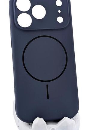 Чехол silicone case magnetic для apple iphone 18 pro бампер с микрофиброй темно-синий
