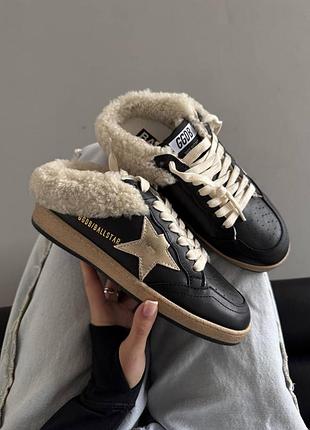 Golden goose ballstar black leather fur premium