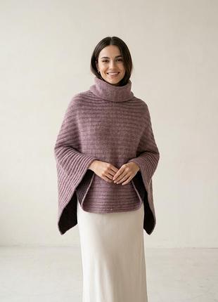 Esprit розкішне трикотажне в'язане шерстяне з мохеро пончо накидка в рубчик