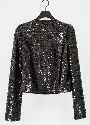 Чорна блузка з паєтками h&m divided. 160/80а, 44–46 (s/m).