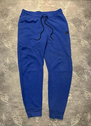Спортивні штани чоловічі nike tech fleece сині, розмір m, бавовна