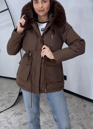 Парка зимова нова xl- xxl, хутро зйомне