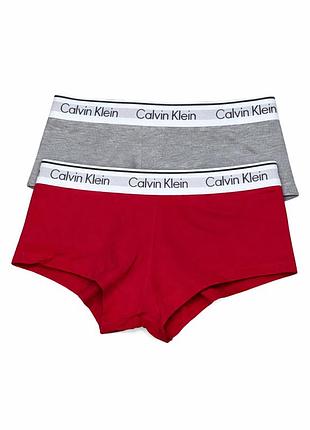 Женские трусики-шортики calvin klein набор 2шт. s серые и красные