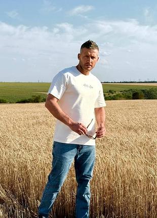 Футболка оверсайз з якісною накаткою з трикотажу молочний m — ‼️заміри в описі‼️