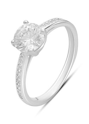 Срібна каблучка lover з великим фіанітом та доріжкою каменів (2186922)