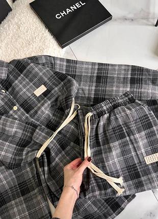 Костюм у клітинку з фланелі сірий 42-48 — ‼️заміри в описі‼️