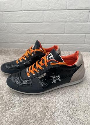 Кросівки чоловічі cruyff classics recopa чорні з помаранчевими шнурками
