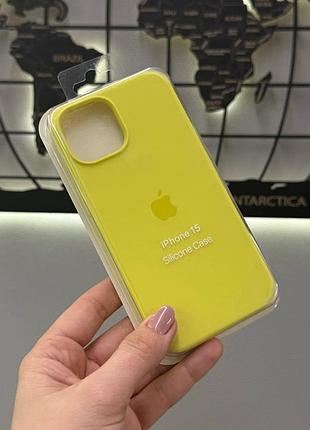 Якісний чохол silicone case з мікрофіброю для iphone 15, чохол-накладка з мікрофіброю для айфон 15 (жовтий)