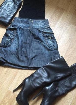 Трендовая джинсовая юбка1 фото