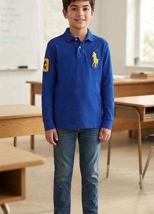 Синій лонгслів polo by ralph lauren
