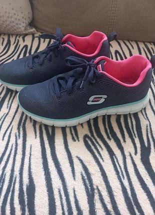 Кросівки жіночі skechers темно-сині, рожеві 38 розмір, 25 см устілка