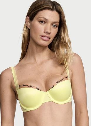 Комплект жіночий victoria’s secret сатиновий з логотипом, жовтий