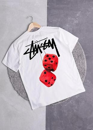 Мужская футболка stussy белая хлопковая тенниска стусси спортивная на лето (b)