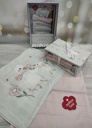 Дитяча натуральна постільна білизна в ліжечко ранфорс cotton box duck