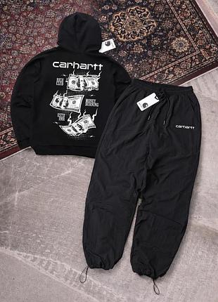 Чоловічий спортивний костюм carhartt чорний весняний комплект кархарт худі штани (b)