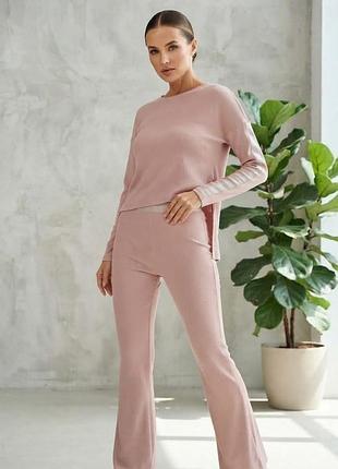 Костюм у рубчик (штани кльош та асиметрична кофта) river island, розмір 12