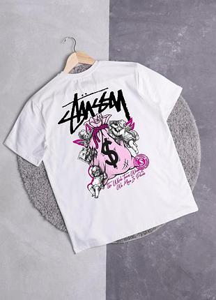 Мужская футболка stussy белая хлопковая тенниска стусси спортивная на лето (b)