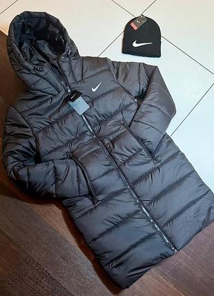 Чоловіча зимова парка nike чорна до -25 °c куртка найк подовжена з капюшоном тепла xxl (b)