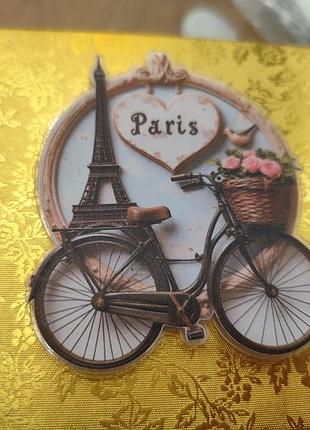 Магнит на холодильник сувенир символ франции эйфелева башня париж paris франция велосипед