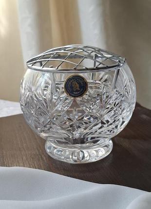 Кристальная ваза для роз роузбол (rose bowl) georgian crystal, англия новая