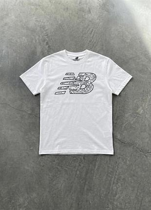 Мужская футболка new balance белая хлопоковая нью беланс xl (b)