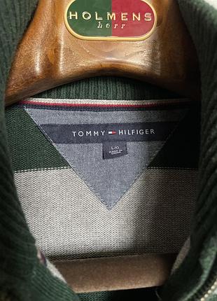 Светр чоловічий tommy hilfiger half-zip pullover mock neck striped cotton, сірий, зелений, розмір m/l 3