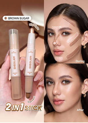 Sheglam 2-in-1 contour &amp; highlight stick brown sugar - контур + хайлайтер 2-в-1 (6321)