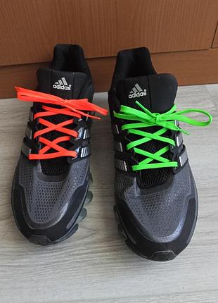 Кросівки чоловічі adidas springblade чорні, сірі з помаранчевими та салатовими шнурками, розмір 40-40.5