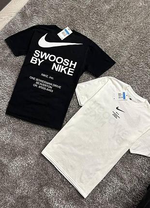 Футболка чоловіча nike big swoosh біла бавовняна літня теніска найк біг свуш спортивна на літо (b)