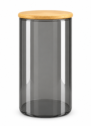 Банка для зберігання smokey gk-5553 1300 мл скло з бамбуковою кришкою та декоративною ручкою серебристий