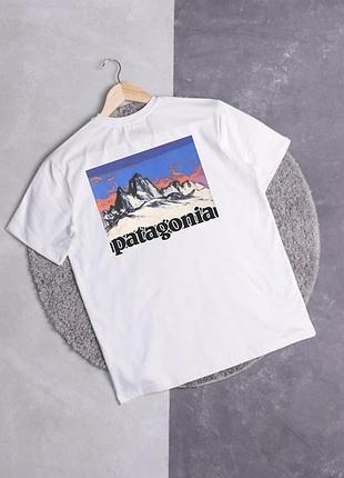 Мужская футболка patagonia белая хлопковая тенниска патагония с принтом m (b)