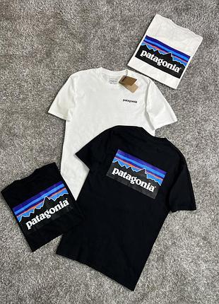 Мужская футболка patagonia черная хлопковая патагония с принтом m (b)