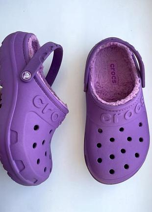 Утеплені сабо крокс crocs classic lined clog, розмір c10/c11 (фіолетові) розмір 27-28