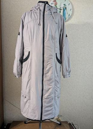 Утеплений жіночий плащ michel у ніжному бузково-сірому кольорі