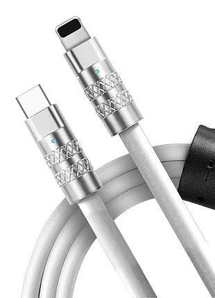 Statik - надміцний кабель usb-c на lightning, 1.8 м, білий, швидка зарядка, кабель для iphone, товщина кабеля 6 мм